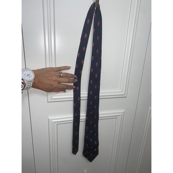 Vintage Hathaway Men's Silk Tie Navy Blue Santa Holiday Print - Picture 4 of 5